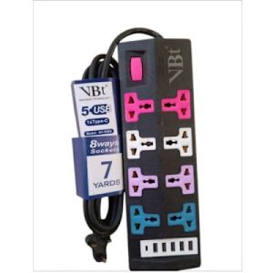 VBT-AX 8-Way Multi-Socket Extension Box with 5 USB & 1 Type-C Port