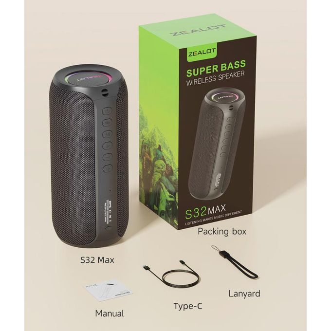 Zealot S32 Max Super Bass Portable Wireless Bluetooth Speaker