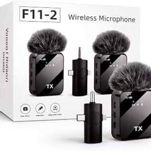 Generic F11-2 Professional 3-in-1 Dual Wireless Lavalier Microphone System