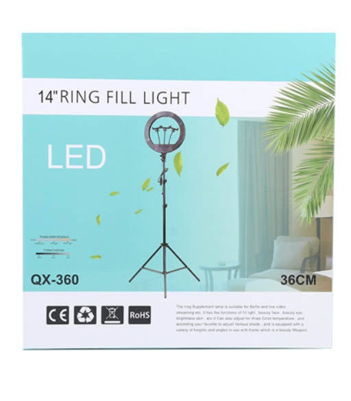 QX-360 14-Inch LED Ring Fill Light Kit with Tripod Stand (36cm)