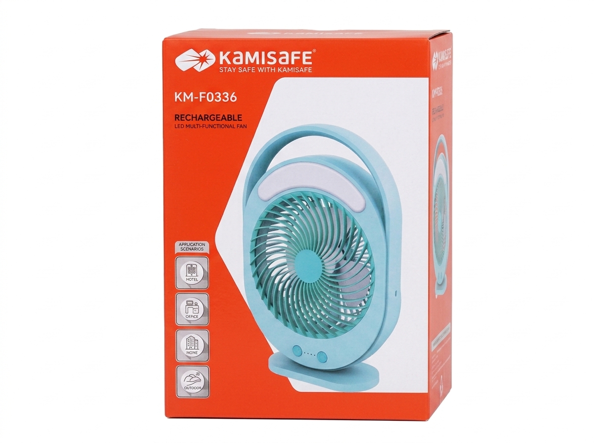 Kamisafe KM-F0336 Rechargeable LED Multi-Functional Desk Fan