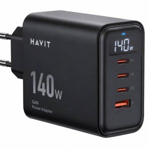 Havit 140W GaN Power Adapter with Multi-Port Digital Wattage Display