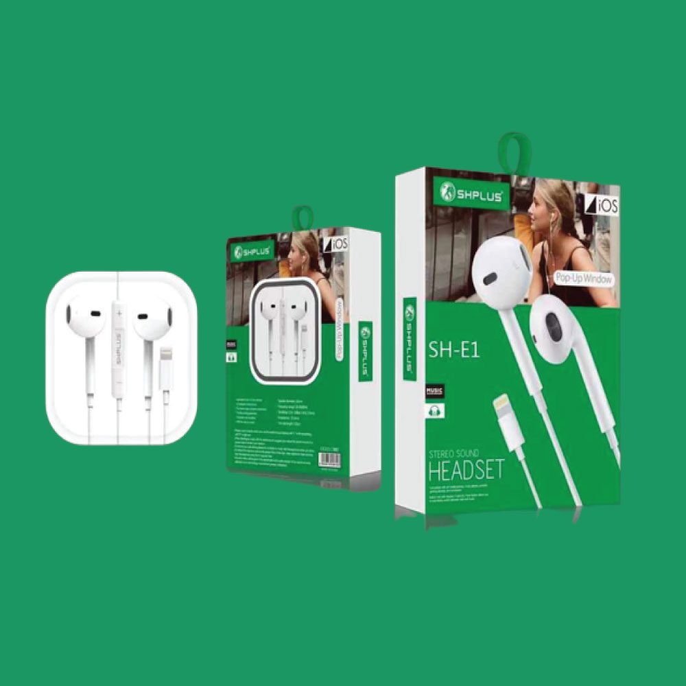 SHPLUS SH-E1 Lightning Stereo Sound Headset with Mic and Pop-Up Window for iPhone