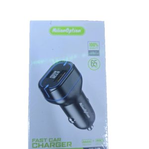 MilionOption 65W Fast Car Charger – PD25W/QC3.0 Dual Port