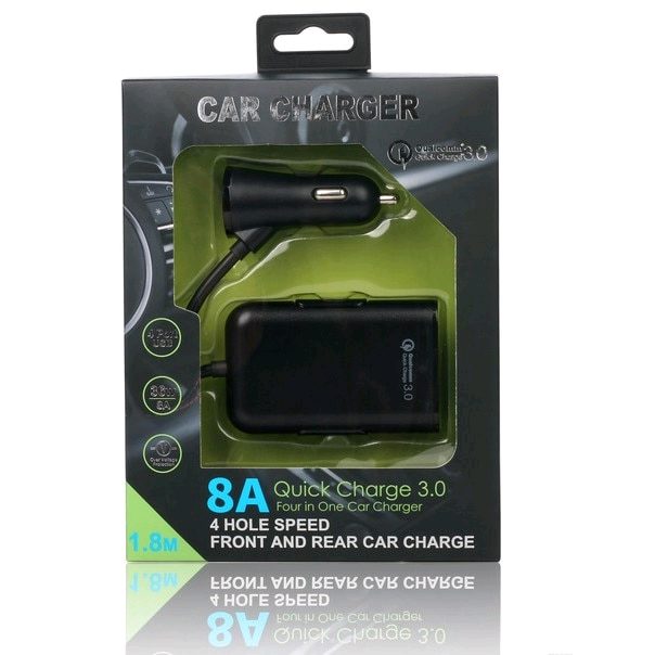 Qualcomm Quick Charge 3.0 4-Port Front & Rear Car Charger (8A / 35W) - Image 2