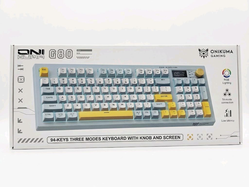 ONIKUMA G80 94-Keys Three Modes Wireless Keyboard with Knob and Screen(Gaming Keyboard)