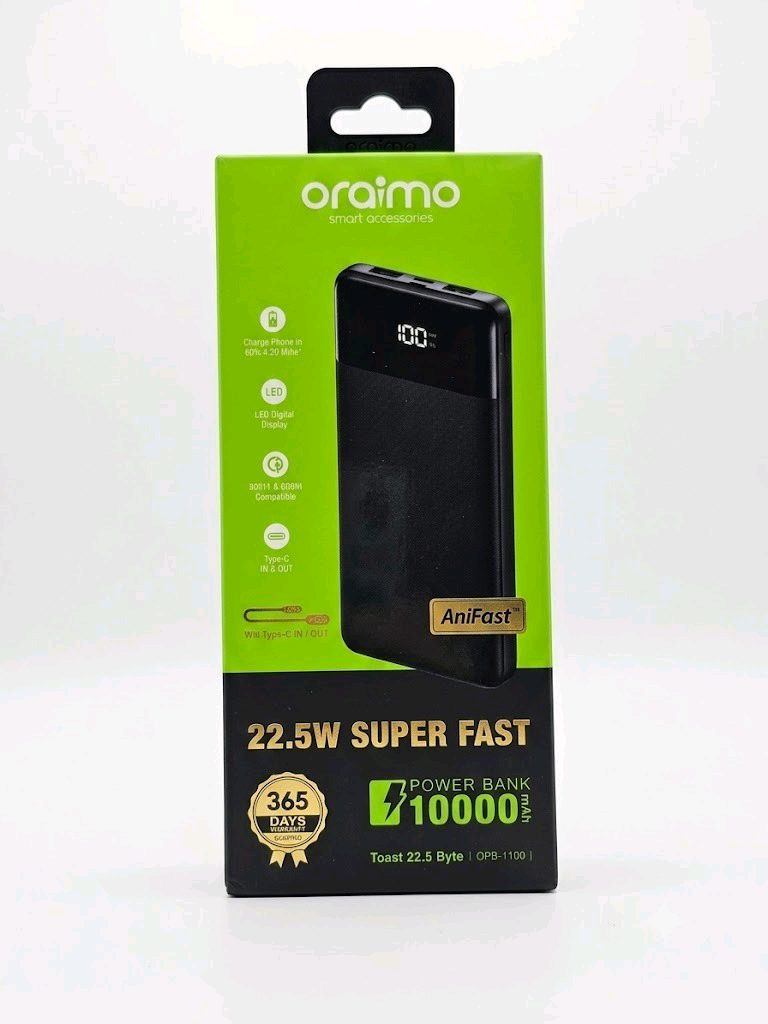 oraimo Toast 22.5 Byte OPB-1100 10000mAh 22.5W Power Bank