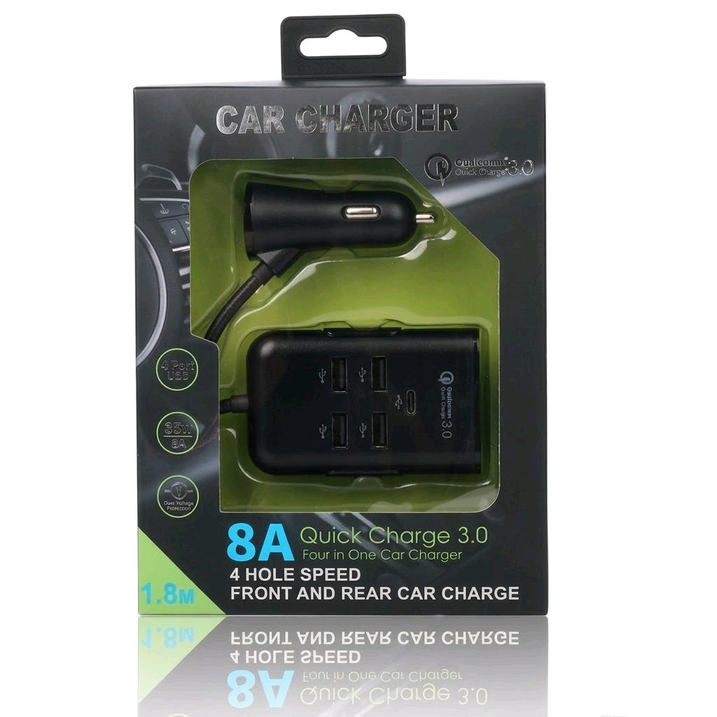 Qualcomm Quick Charge 3.0 4-Port Front & Rear Car Charger (8A / 35W)