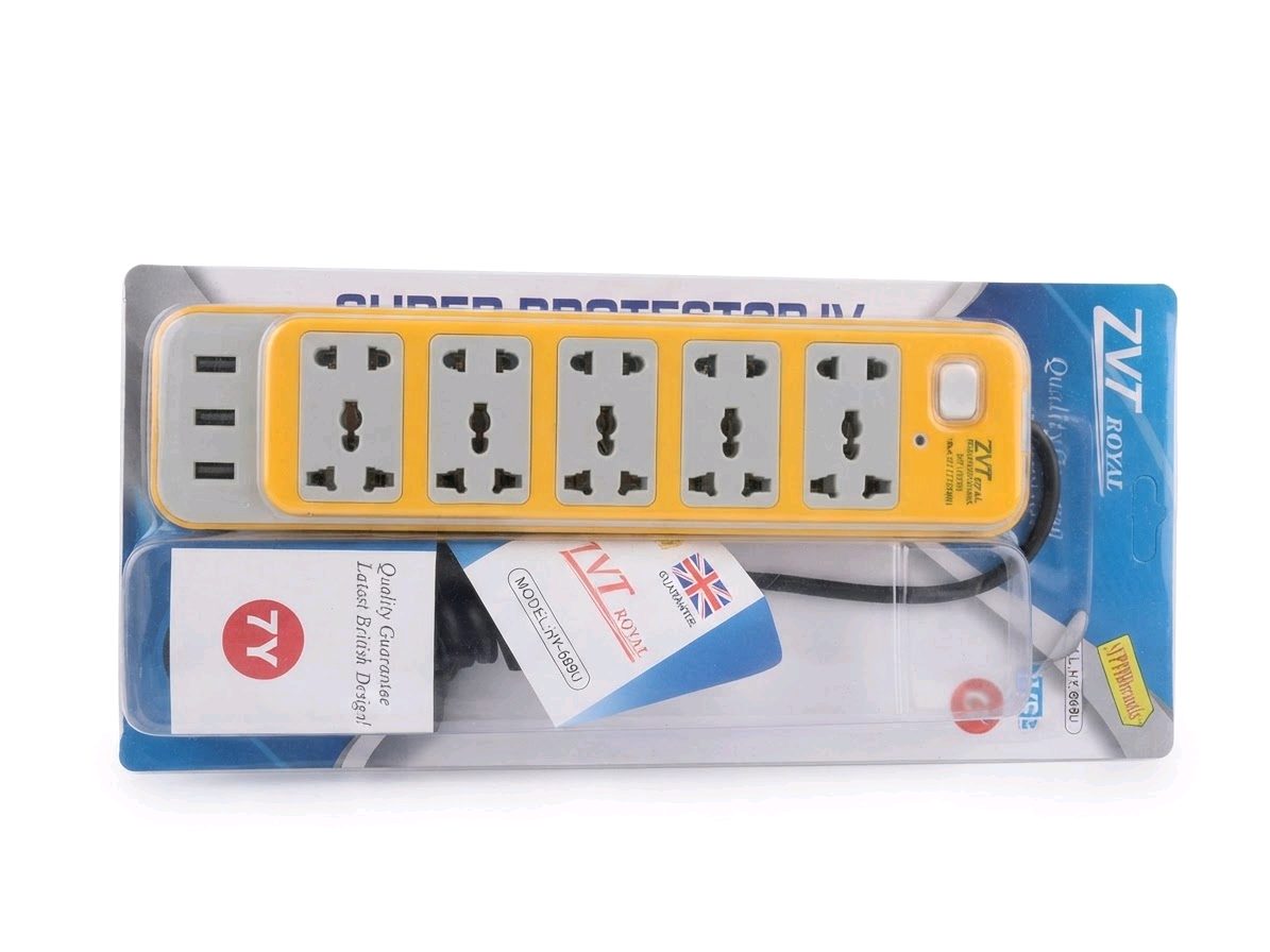 ZVT Royal British Design Power Extension Socket (Model: HY-669U)