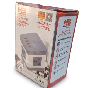 Home Best AC Power Universal Socket with 3 USB & 1 Type-C Ports