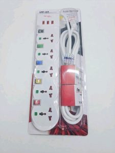 VOT-AX Senior Electrical 6 Way Extension Socket with 3 USB Ports, 2400W (Brand/Model Unconfirmed Online)