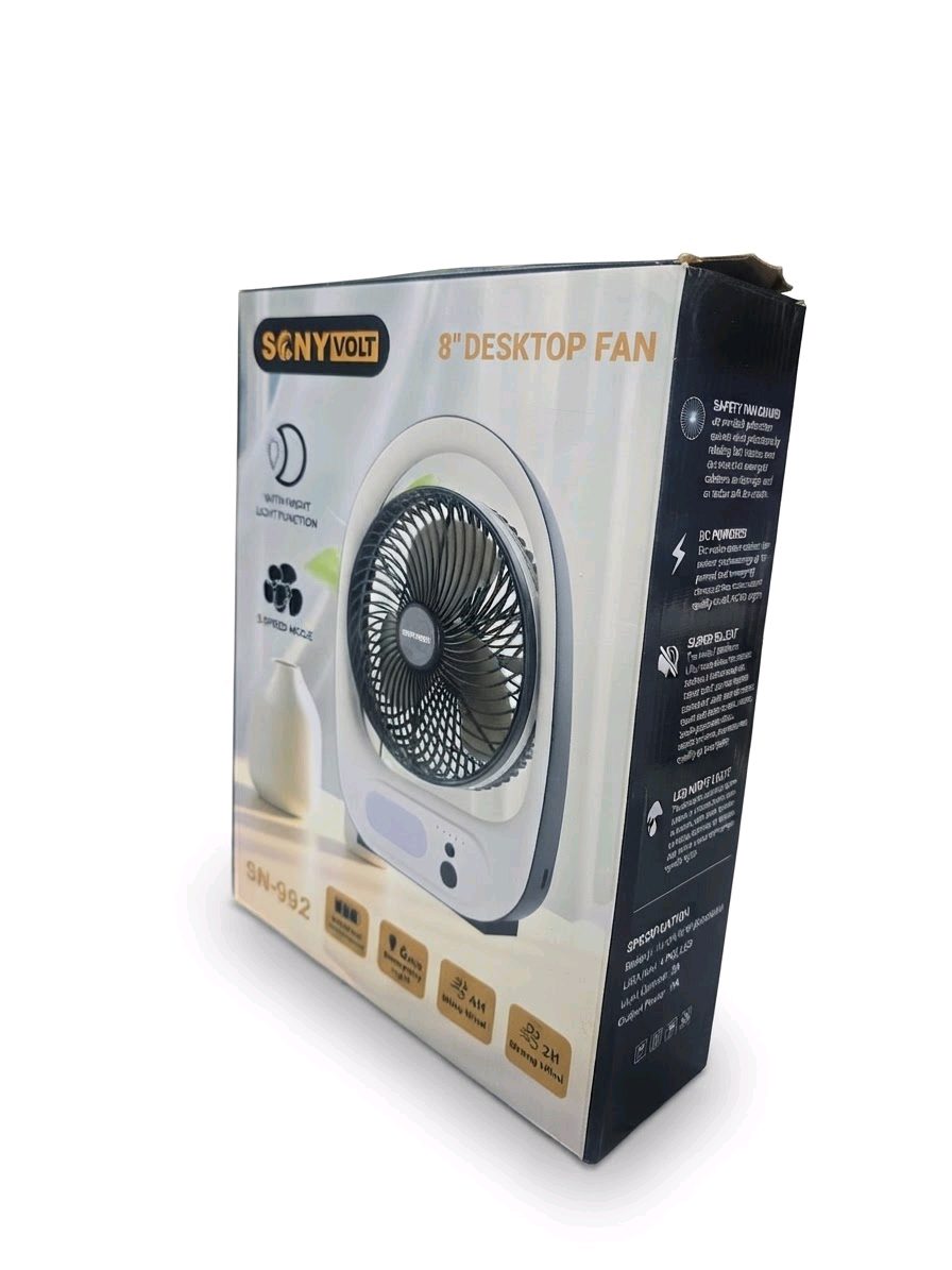 Sonyvolt 8" Desktop Rechargeable Fan (Model: SN-992)