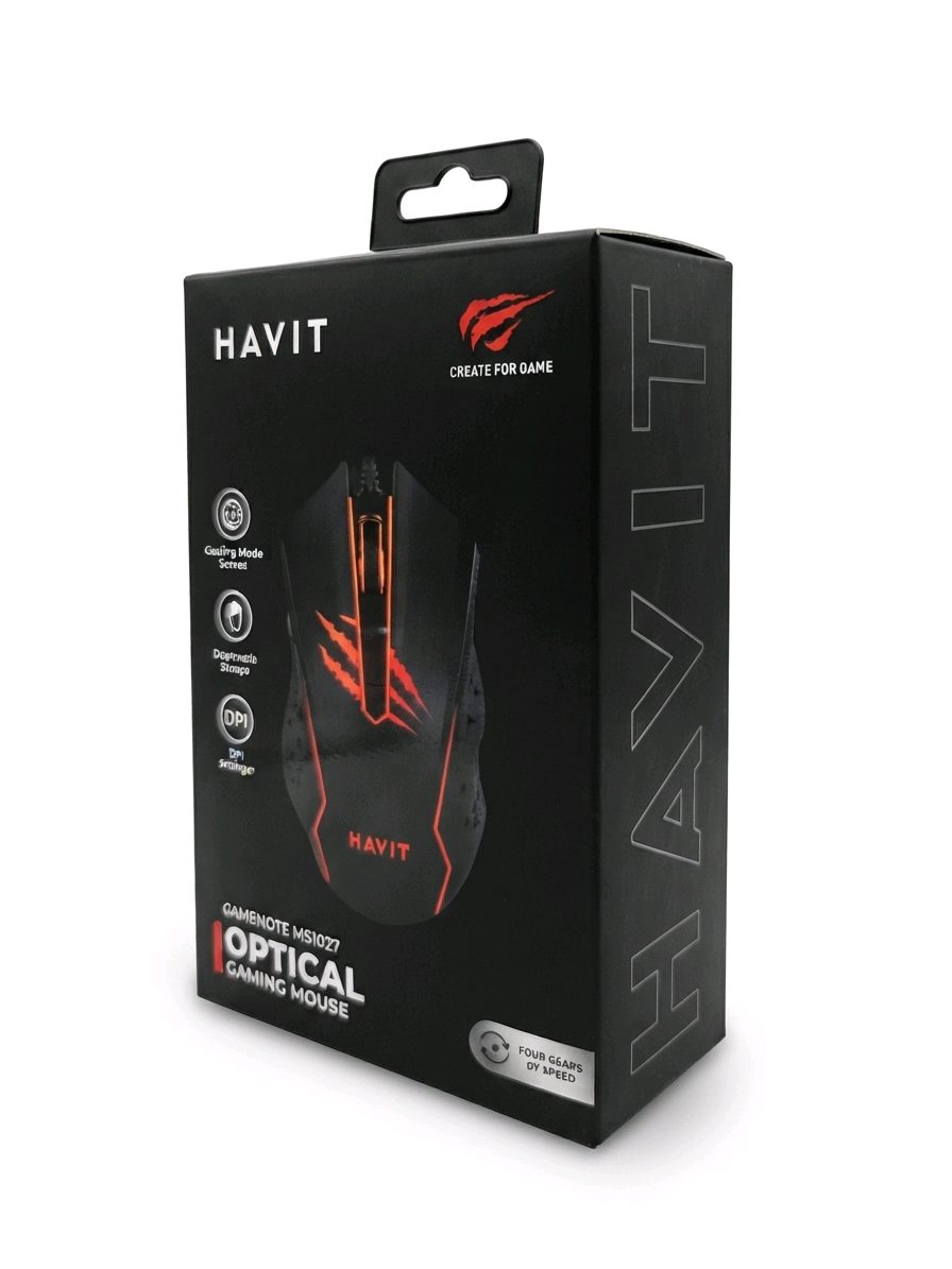 Havit Gamenote MS1027 Optical Gaming Mouse, Wired, Black