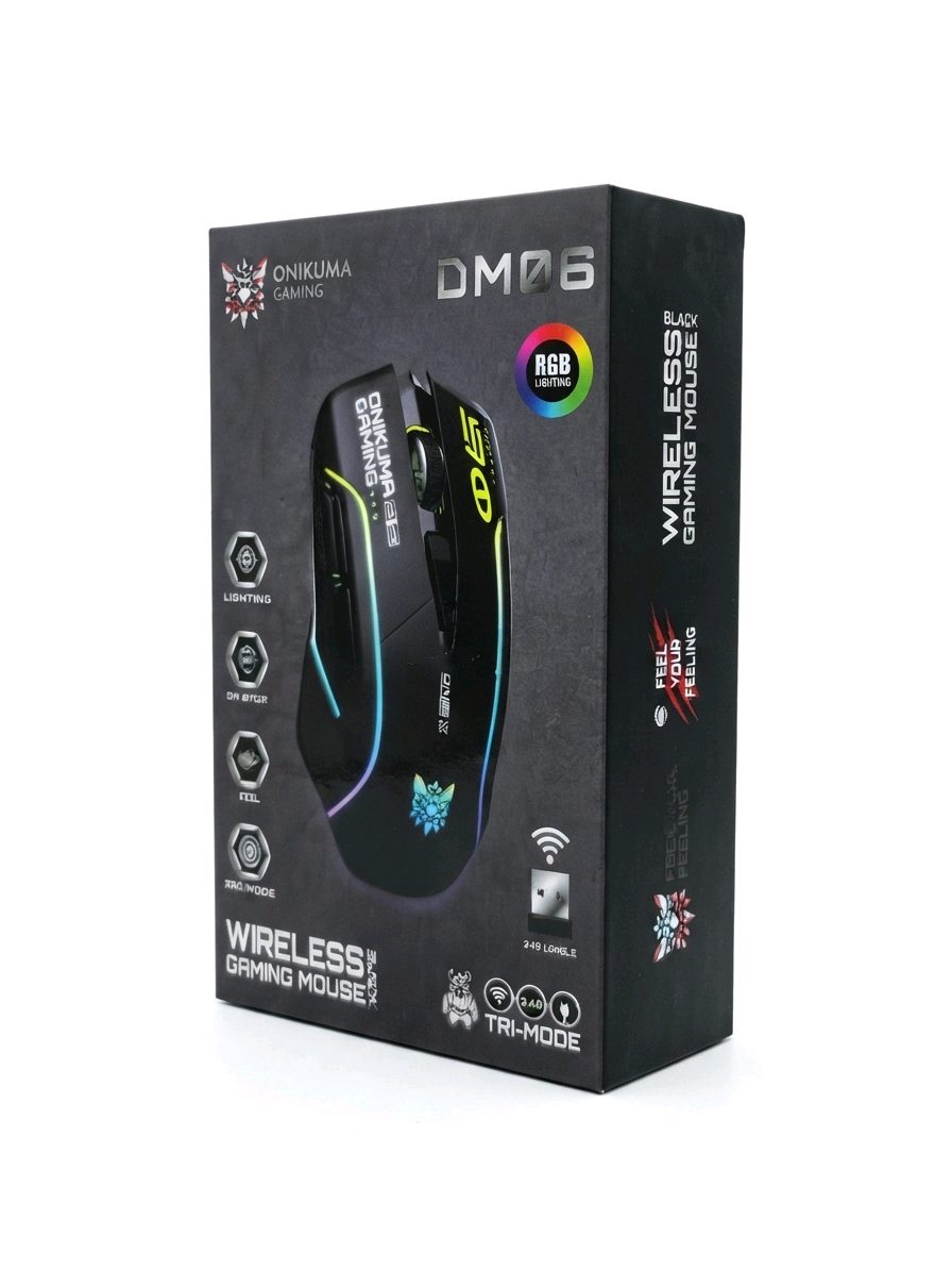 Onikuma DM06 Tri-Mode RGB Wireless Gaming Mouse, Black