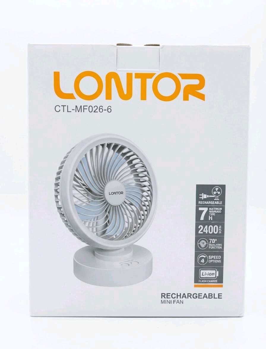 Lontor CTL-MF026-6 6 Inch Rechargeable Mini Table Fan