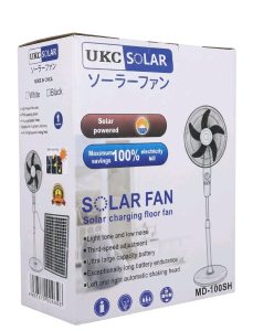 UKC Solar MD-100SFA 16-Inch Solar Charging Floor Fan with Solar Panel, Rechargeable Battery, AC/DC & USB