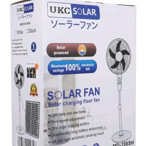 UKC Solar MD-100SFA 16-Inch Solar Charging Floor Fan with Solar Panel, Rechargeable Battery, AC/DC & USB