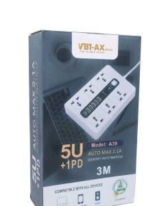 VBT-AX Mega A39 5 Way Extension Socket with 5 USB and 1 PD Port