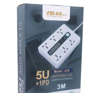 VBT-AX Mega A39 5 Way Extension Socket with 5 USB and 1 PD Port