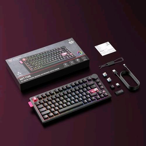 ONIKUMA MT706 81-Key Tri-Mode Mechanical Gaming Keyboard with Knob